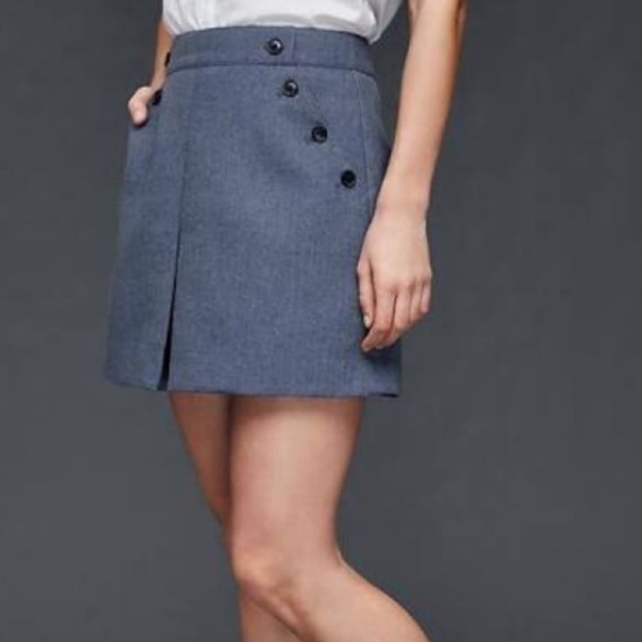 NWT Gap Blue Button Pockets A-Line Skirt Size 10 - Picture 1 of 8